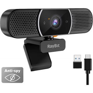 3 En 1 Webcam, 2K Hd USB C Webcam Avec Microphone, Haut-Parleur Et Cache, Web Caméra D'Ordinateur Pour Pc, Desktop, Ordinateur Portable, Laptop, Video, Youtube, Skype, Teams, Zoom[ZHUJ4478] - Neuf