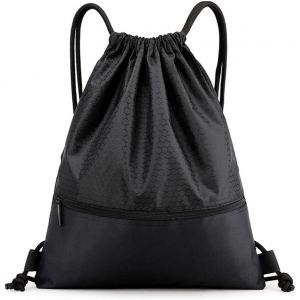 Sac À Dos Cordon Grand, Sac À Cordon Tissu Noir Sac Sport Gym D'École De Serrage Fille Garçon, Sac De Piscine À Cordelette Gym Bag Pour Natation Yoga Voyage Plage Femme Homme Enfants - Neuf