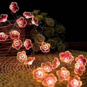 KAL-Guirlande Lumineuse Led Décorative En Fleurs De Cerisier - 2 M - 20 Led - Guirlande Lumineuse Murale Pour Fenêtre Intérieure - Guirlande Lumineuse Led À Piles - Guirlande Lumineuse Intérieure Pou - Neuf