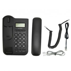Telephone de bureau filaire minimaliste avec identification de l'appelant, montage mural, pour maison, hotel, bureau, prise americaine, prise britannique, ligne telephonique, noir - Neuf