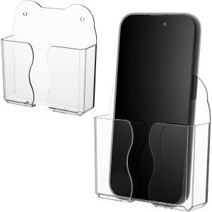 JGD-Lot de 2 supports muraux pour t&eacute;l&eacute;phone portable en plastique transparent avec trou de charge, support mural en acrylique pour smartphone, t&eacute;l&eacute;commande pour la maison et le bureau - Neuf