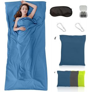 Eryi-Sac De Couchage De Voyage 2 En 1, Coutil En Microfibre Ultra Léger Avec Texture En Fibre De Soie, Dimensions Compactes Pour Auberges, Camping Et Sac À Dos, 220 X 90 Cm - Neuf