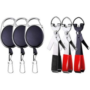 Fishing Quick Knot Lot De 3 Outils 4 En 1 En Acier Inoxydable Avec Pince &Agrave; Noeud Rapide Et Pointe-Mouche,Crochet Et Crochet Avec Extracteur Zinger - Neuf