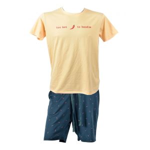 Pyjama Court Homme Premium Fmf Homewear Hc04 Jaune - Neuf