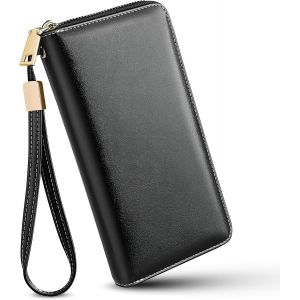 CAUC-Porte Monnaie Femme avec RFID, Portefeuille Femme avec Fermeture &Eacute;clair Grande Capacit&eacute; Portefeuilles et Porte-Cartes &agrave; Compartiments Multiples PU Wallet avec 13 Emplacements pour Cartes - Neuf