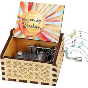 Bo&icirc;te &agrave; musique &agrave; manivelle en bois,You are My Sunshine Bo&icirc;te &agrave; musique classique Antique sculpt&eacute; musical - Neuf