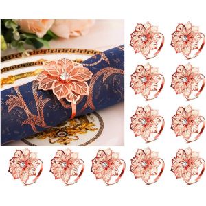 Lot De 12 Ronds De Serviette En Métal (Or Rose) Pour Décoration De Table De Mariage, Banquet, Dîner De Noël, Argent - Neuf