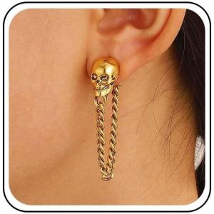 Kal-Boucles D'oreilles Tête De Mort Gothique Boucles D'oreilles Tête De Mort Or Boucles D'oreilles Pendantes À Pampilles Boucles D'oreilles Crâne Squelette Boucles D'oreilles Crâne Humain Boucles - Neuf