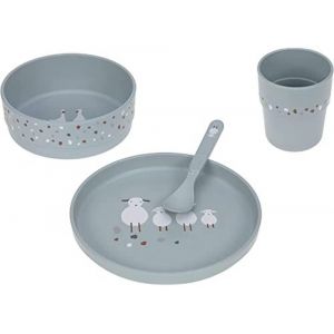 Kal-Set De Vaisselle Pour Enfants (Assiette, Gobelet, Bol, Cuillère) Sans Mélamine, Sans Bpa, Pour Lave-Vaisselle Et Micro-Ondes/Dish Set Tiny Farmer Sheep - Neuf