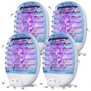 4pcs Anti Mouche Electrique,Anti Moustique Lampe,électrique Insecticide,électrique avec lumière UV,Destructeur de Mouches Intérieur,Moustique Attrape Mouche pour intérieur - Neuf