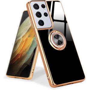 Kal-Coque Compatible Avec Samsung S21 Ultra 5g Anneau Etui Silicone Housse 360° Voiture De Bague Magnétique Protection Case Mince En Tpu Souple Antichoc Pour Samsung Galaxy S21 Ultra 5g Noir - Neuf
