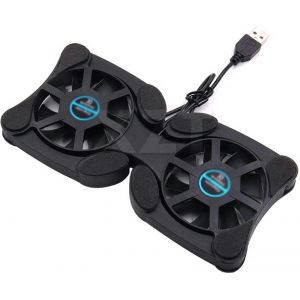 Support de refroidissement pliable pour ordinateur portable avec double ventilateur, mini support de refroidissement pour ordinateurs portables de 7 &agrave; 15 pouces - Neuf