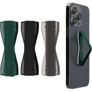 Kal-3x Support Doigt Smartphone - Accessoire Doigt Pour T&eacute;l&eacute;phone Portable - Sangle Poign&eacute;e Dos Smartphone - Gris-P&eacute;trole M&eacute;tallique-Noir - Neuf