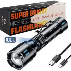 Jexnovashop-Lampe Torche Led Ultra Puissante 1000000 Lumens, Lampe De Poche Led Rechargeable Usb C Longue Distance Zoomable 3 Modes Lumi&egrave;re Flash De Longue Dur&eacute;e 15h, Pour Le Camping Randonn&eacute;e D'urge - Neuf