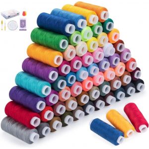 Chenquansarl-60 Couleurs Fil &Agrave; Coudre Kit &Eacute;lastique,Tout U Machine &Agrave; Coudre En Polyester Doux Avec Premium Couture Accessoires Et Bo&icirc;te De Rangement Transparente Pour Couture &Agrave; La Main Ou &Agrave; La Machin - Neuf