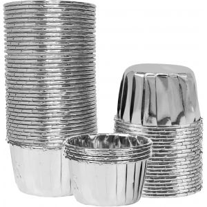 Loranka-50 Pi&egrave;ces Moules De Cuisson En Papier D'aluminium, Caissettes Cupcakes, Moulle Mini Cupcakes, Cupcakes En Aluminium, Moules &Agrave; Muffins Jetables Pour Cupcakes Et Muffins (Silver) - Neuf