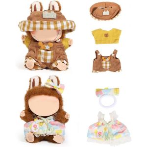 KALANKA-(2 Pack) Vêtements de Poupée pour Labubu (pour Debout/Assise 17/15cm Poupée)(Non Poupée)- Vêtements Accessoires Habiller pour Chiffres Inclus Vêtements Jupe et Chapeau pour Filles et Femm - Neuf