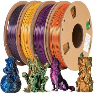 ChenQuanSarl-Filament En Soie 1,75 Mm Pla Tri Color Color&eacute;, Pour Imprimante 3D, Filament Pla Extrusion Trois Couleurs, Bobine 250 G X 4 - Neuf