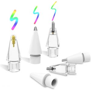 6 PCS Pointes pour Apple Pencil USBC, Pointes de Rechange pour Apple Pencil 1/2, Capuchon de Rechange Apple Pencil pour iPad Pen/Stylet, sans Usure Contr&ocirc;le Pr&eacute;cis Nib iPencil en Plastique/M&eacute;tal - Neuf