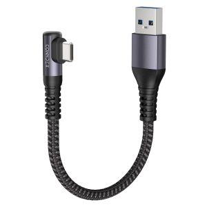KALANKA-C&acirc;ble USB C Android pour voiture - Fiche coud&eacute;e &agrave; 90 &deg; - 50 cm/0,5 m - 10 Gbit/s - Donn&eacute;es USB3.1 Gen2 QC3.0 3,1 A - USB A vers C type C - Compatible avec iPhone 16Pro Max Samsung Note20 - Neuf