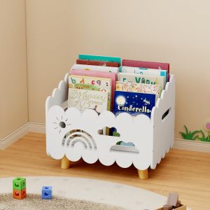 SUBZONAL-Enfant Bois Meuble Rangement Livre, Coffre &agrave; Jouet Biblioth&egrave;que Montessori, pour Chambre Bebe et Salle de Jeux - Neuf