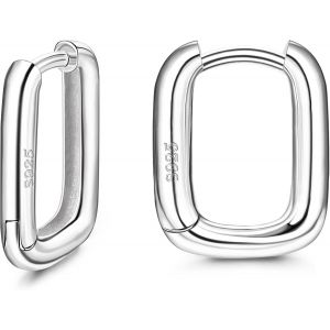Kal-Petite Créole En Argent 925 Boucles D'oreilles 18k Plaqué Or Géométrique Huggie Créole Boucles D'oreilles Triangle Hexagone Ovale Boucles D'oreilles Pour Femme - Neuf