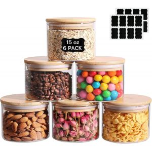 Cmws-Lot De 6 Bocaux En Verre Borosilicate Transparent De 450 Ml Pour Céréales, Garde-Manger, Épices, Sel, Thé, Café Et Sucre - Neuf