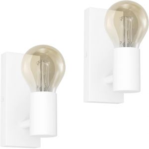 2 Pack Applique Murale E27 Vintage Industrielle, Lampe Murale Orientable Rétro En Métal, Luminaire Mural Pour Escalier Couloir Chambre Salon Cuisine, Blanc, Ampoule Non Incluse - Neuf