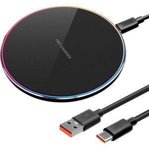 Jum-20w Chargeur Sans Fil Rapide,Chargeur &Agrave; Induction Qi Avec Ouverture De L'indicateur Intelligent Compatible Avec Iphone 15 14 13 12 11 Pro Max,Samsung Galaxy S24/S23/S22/S21/S20/S10,Note 20/10 - Neuf