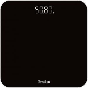 TERRAILLON - TSQUARE NOIR- P&egrave;se personne &eacute;lectronique, Compact et ultra plat 26cm x 26cm, Plateau verre, Large &eacute;cran LCD, Capacit&eacute; 180Kg, Graduation 100g, Noir - Neuf