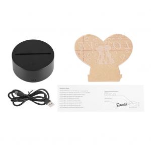 HJLIAN Lampe de nuit romantique 3D a illusion visuelle USB 4,5 V, 7 couleurs, tactile, pour bureau (base noire) - Neuf
