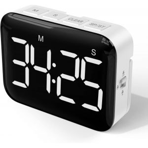 Minuterie De Cuisine Numérique, Grand Écran Led De 4 Pouces, Minuterie Magnétique Avec Luminosité Et Son Réglables, Chronomètre Pour Enfants Et Personnes Âgées - Piles Incluses - Neuf