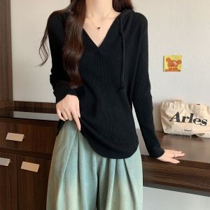 Pull À Capuche Pour Femme Automne Et Hiver Coupe Ajustée Haut Doux Style Gluant Pull Chemise De Fond Pour Femme - Neuf