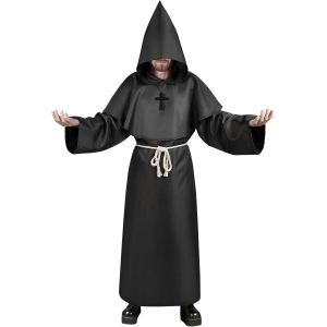 Trahoo-Deguisement Moine, Médiéval Renaissance Moine Costume Robe, Moine Capot Encapuchonné Costume, Costume Robe De Prêtre Halloween Avec Collier Croix, Cape À Capuchon Longue Pour Carnaval Cosplay - Neuf