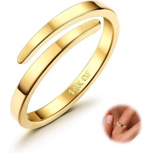 Kahfl-14k Or Ouvertes Bagues Pour Femmes Filles Ajustable Midi Poucette Eternité Bague Empilable Fine Or Plaqué Bague Minimaliste Ouverte Torsadée Bague Dames Mode Bague Bijoux Cadeaux 49-62 - Neuf