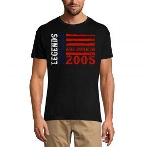 Homme Tee-Shirt Les L&eacute;gendes Sont N&eacute;es En 2005 - Drapeau Am&eacute;ricain - Legends Are Born In 2005 - Us Flag - 19 Ans T-Shirt Graphique Id&eacute;e Cadeau 19e Anniversaire Vintage Ann&eacute;e 2005 Nouveaut&eacute; - Neuf
