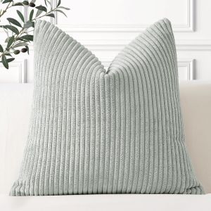 Lot De 1 Housse De Coussin En Velours Côtelé Décoratif Canapé Taie D'oreiller Douce Pour Maison Salon Chambre Lit Clic Clac Décoration 60x60cm Gris Clair - Neuf