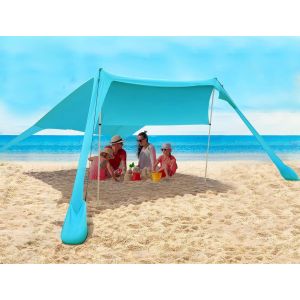 Checarzhn--No1-Tente De Plage De Avec L'ancre De Sable, Sunshade Portative D'auvent Auvent Portable Abri De Plage Avec Protection Uv Upf50+ Et Poteaux En Aluminium - Neuf