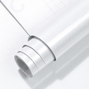 Papier Peint Effet Glitter Papier Peint Auto-Adh&eacute;sif Vinyle Rouleau Autocollants De Meubles Pour Armoires Comptoir Cuisine D&eacute;corations Murales(40X300Cm,Blanc) - Neuf