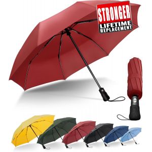 Parapluie Pliant Compact - Parapluie Homme Automatique Resistant Vent, Parapluies De Voyage Portables, Rev&ecirc;tement En Tissu 210t, Port&eacute;e 97 Cm, 8 Sections - Neuf