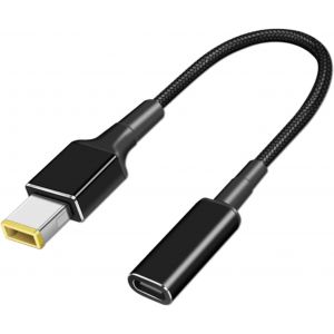 C&acirc;ble de charge USB C vers fin pour ordinateur portable, convertisseur de type C vers carr&eacute;, cordon de chargeur pour Lenov Yoga T470s T470 T460s T450 T450s ThinkPad X1 (USB-C femelle vers pointe - Neuf