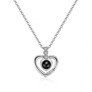 Pendentif En Forme De Cour En Cristal, Collier De Projection Pour Couple En Cuivre, Bijoux Cadeau (Argent) - Neuf