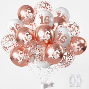 Décoration 16 Ans-Kit 15pcs 12"" Rose Or,Ballon Anniversaire pour Garçon Fille Femme Homme - Neuf