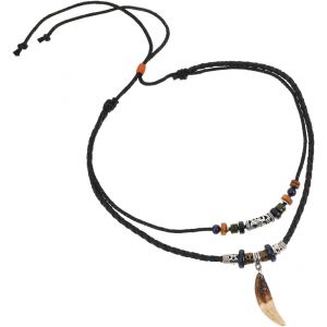 Eryi-Collier Dent De Requin En Résine Et Métal Collier Pirate Homme Réglable Bracelets Ccéaniques Accessoire Unisexe Pour Plage Et Surf Idéal Comme Cadeau - Neuf