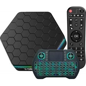 Loc-Android Tv Box 12.0 H618 4 Go Ram 64 Go Rom 4K 6K Wifi6 2.4G/5G Dual-Wifi Bt 5.0 100M Ethernet 3D Hdr10 H.265 Avec Mini Clavier - Neuf