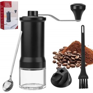 Cmws-Moulin À Café Manuel Avec Cuillère À Café, 30 Niveaux Réglables, Broyeur Conique En Céramique De Haute Précision, Portable, Pour Expresso, Presse À Café, Café Froid, Camping Et Maison - Neuf