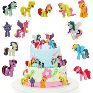 Sansh-Licorne Gâteau Décoration,12 Pièces Ensemble De Mini Figurine Licorne,Figurines De Gâteau Poney,Licorne Cake Topper,Licorne Happy Birthday Cake Topper Kit Pour Enfants Filles Fête D'anniversair - Neuf
