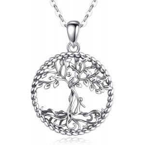 Collier Arbre De Vie Femme Argent Sterling 925 Pour Maman Fille Pendentif Arbre De Vie Avec Cristal Turquoise Malachite Bijoux Arbre De Vie Cadeau F&ecirc;te Des M&egrave;re - Neuf