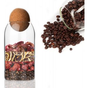 Cmws-Bocal En Verre Alimentaire, De Stockage En Verre, Pot En Verre Borosilicaté Avec Liège, Pour Parfumé, Bonbons, Épices, Haricots, Biscuits, Médicaments (1200ml) - Neuf