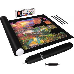 Tapis De Puzzle Enroulable De 3000 Pi&egrave;ces Avec Sac &Agrave; Cordon De Serrage Et Pompe Noire,Tapis En Feutre Avec Tube Anti-Fuite Et 3 Bandes &Eacute;lastiques Pour Un Rangement Facile,Rangement Portable - Neuf